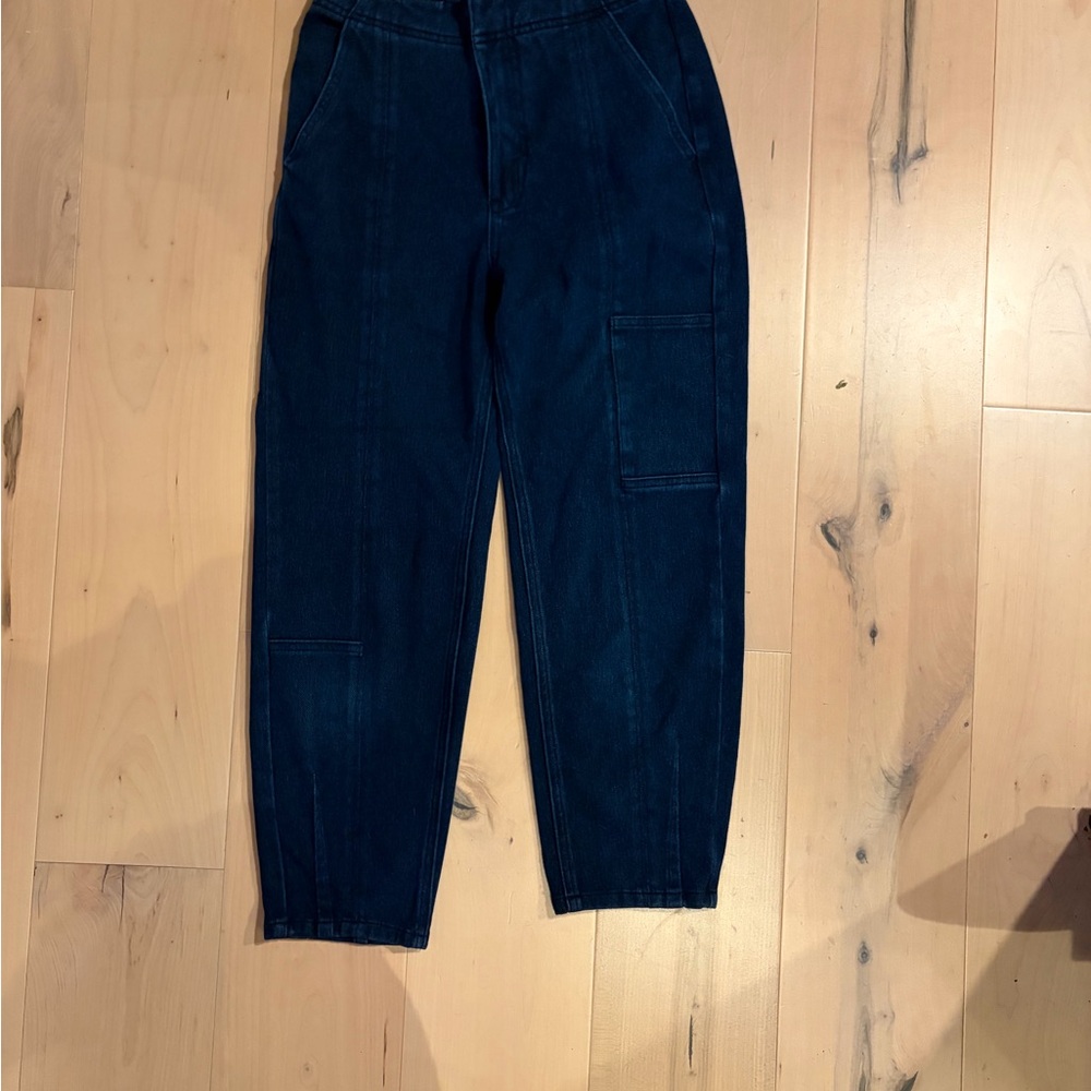 Anthro Dark Blue Denim Cargo Pants